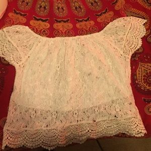 white lace crop top